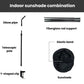 Indoor sunshade kit parts: telescopic pole, fiberglass rod supports, T-clip, elastic band, shade