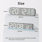 Digital alarm clock showing time, date, and temperature on dual LED displays