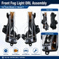 Front fog light DRL assembly set with clear lenses and amber reflectors, labeled