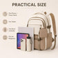 Beige school backpack with front coin pouch and padded main compartment