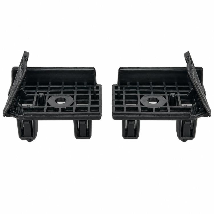 Black front bumper bracket pair with grid openings and mounting posts