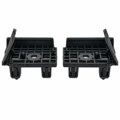 Black front bumper bracket pair with grid openings and mounting posts