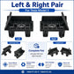 Left and right front bumper brackets, black plastic with grid base and tabs