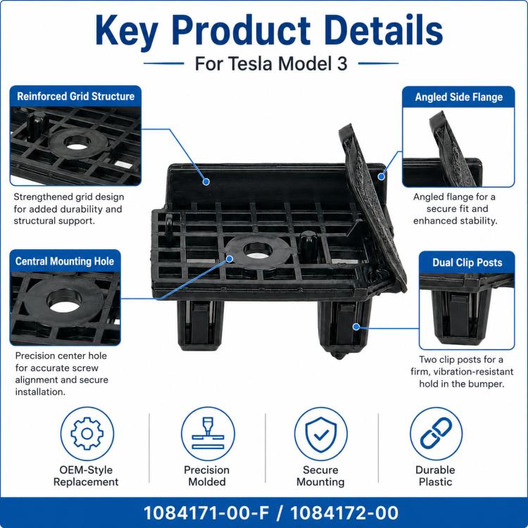 Black front bumper bracket with central mounting hole, reinforced grid and side flanges