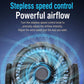 Compact car fan with step-less speed control knob for adjustable airflow