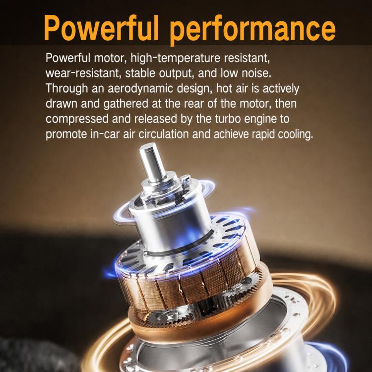 Car cooling fan motor housing with airflow outlet and protective grille