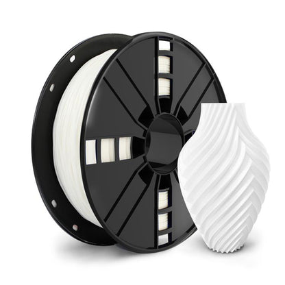 TPU 3D printer filament spool with white flexible filament, 1.75 mm