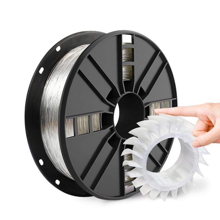 TPU 3D printer filament spool with silver flexible filament, 1.75 mm