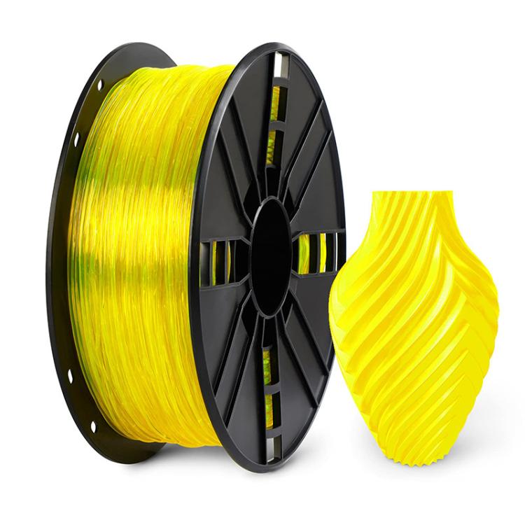 TPU 3D printer filament spool with yellow flexible filament, 1.75 mm