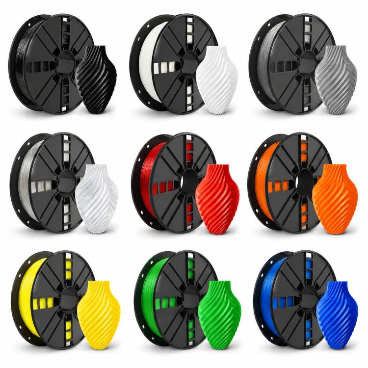 Set of TPU 3D printer filament spools with multiple colors, 1.75 mm