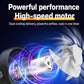 Dual-head car fan with high-speed motor airflow shown near fan blades