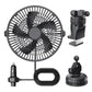 12V/24V car cooling fan kit with fan, power plug, cable, and mounting bases