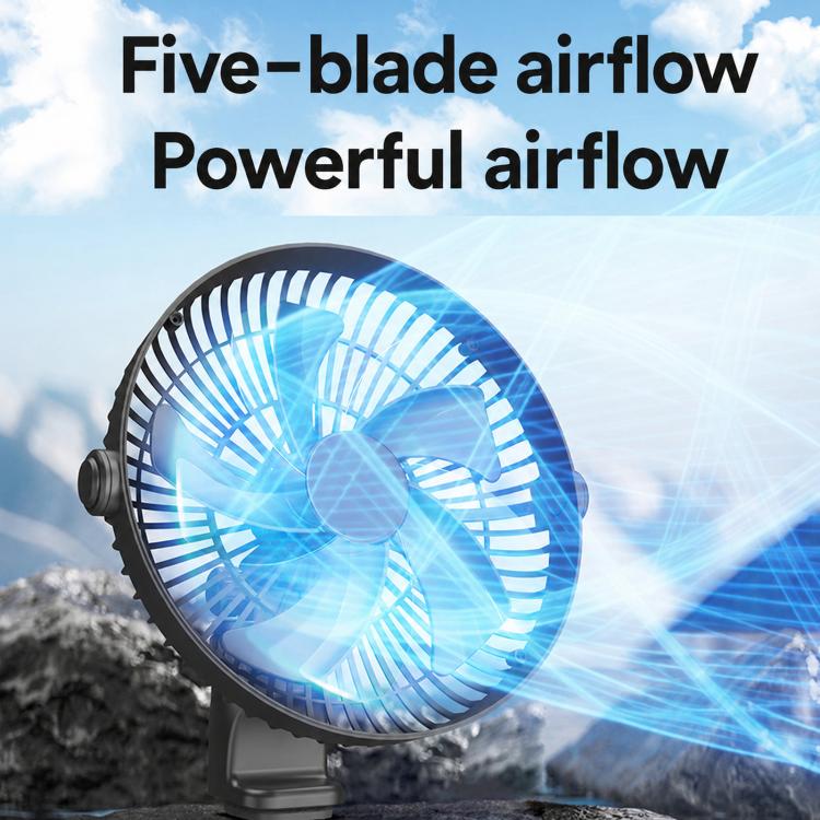 Car cooling fan with five-blade airflow and front grille