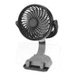 Car fan with phone stand, black circular fan with foldable gray legs