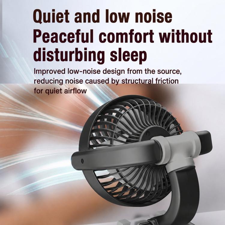 Low-noise car cooling fan, gray-and-black fan with curved clip mount