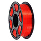 Red PETG 1.75mm filament spool on black reel