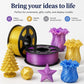 Glitter galaxy-effect PETG filament spools with purple and gold color, plus star ornaments