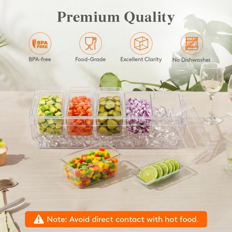 Summer 5-Compartment Fruit Freezer Tray Vegetable Snack Compartments Ice Cube Food Storage Container