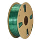 Dual-color silk PLA filament spool, metallic teal-to-green color shift