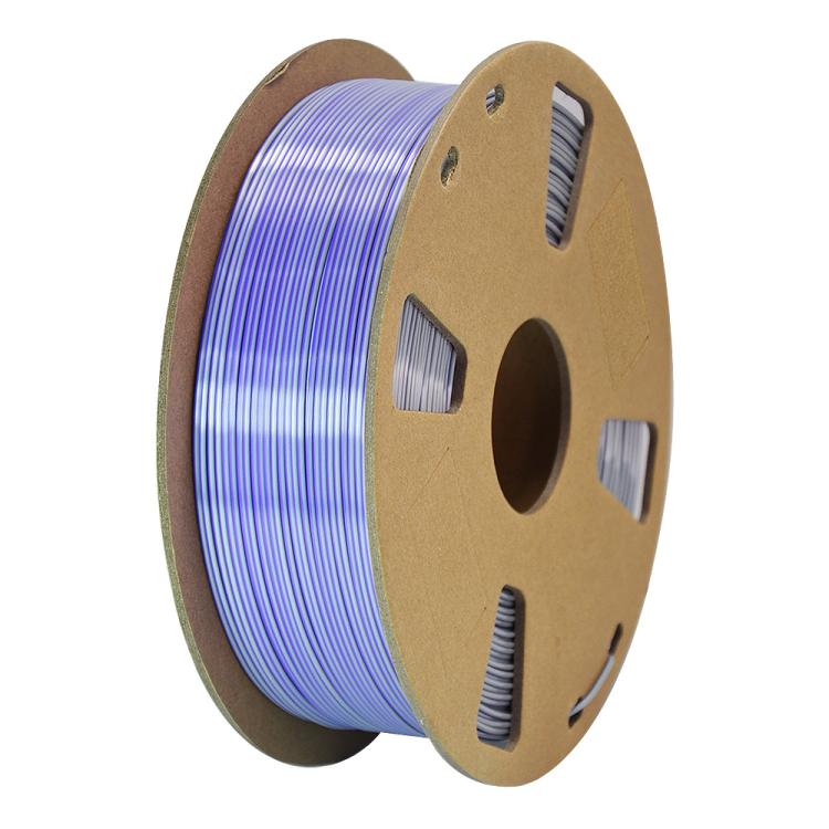 Dual-color metallic PLA filament spool, purple-blue shifting metallic on spool reel