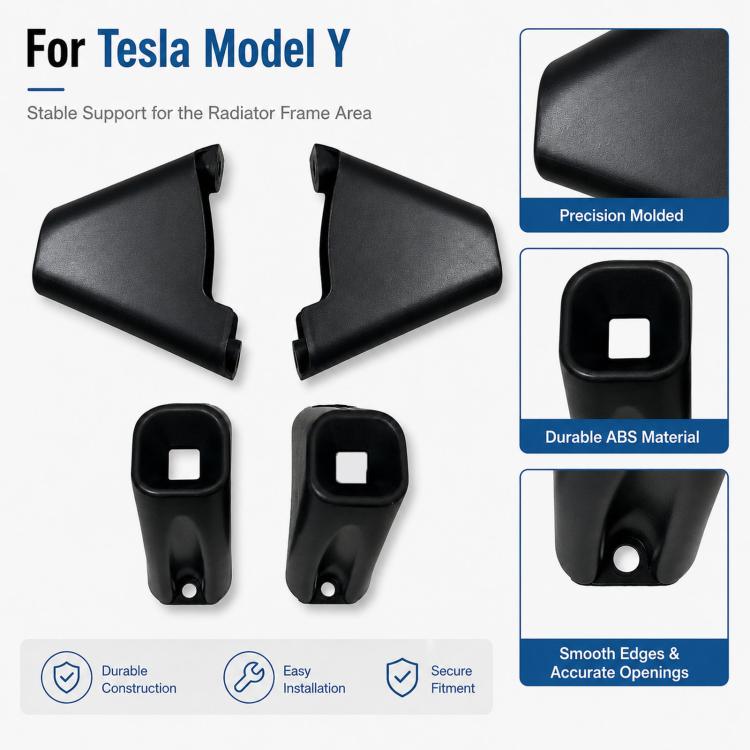 Black radiator frame support brackets with smooth molded edges and mounting pads.