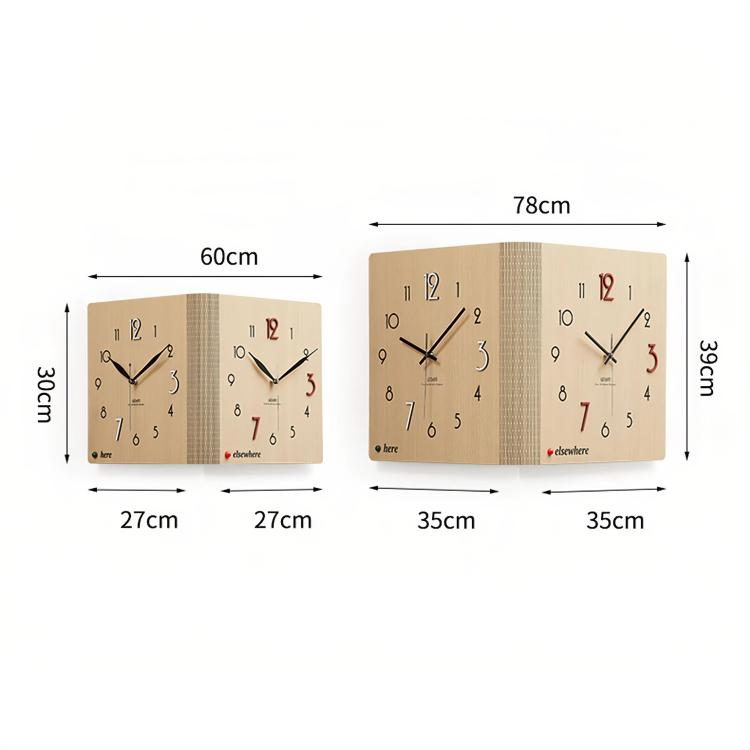 Double-sided corner wall clock size diagram, showing 60cm and 78cm widths