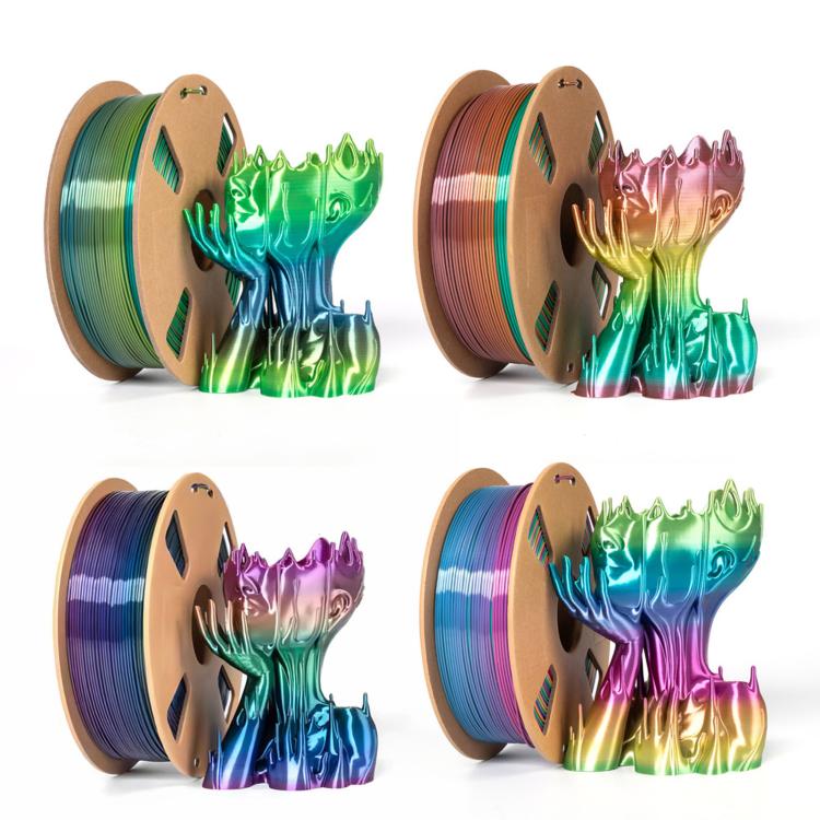 Silk Rainbow PLA Filament 1.75mm 1kg Spool Magic Color Shifting Shiny Gradient 3D Printing Material