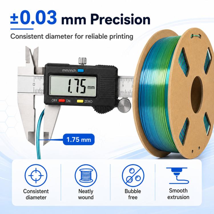 Silk Rainbow PLA Filament 1.75mm 1kg Spool Magic Color Shifting Shiny Gradient 3D Printing Material