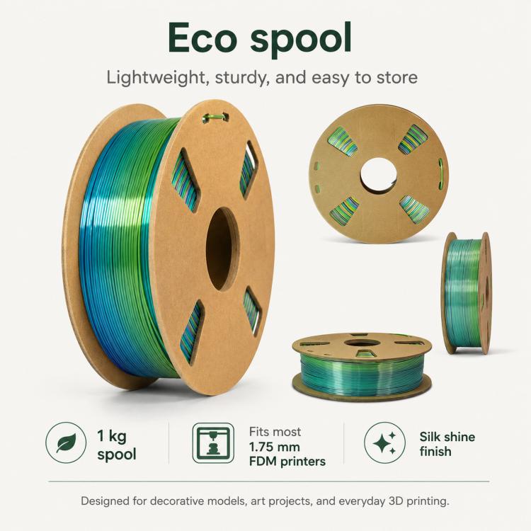 Silk Rainbow PLA Filament 1.75mm 1kg Spool Magic Color Shifting Shiny Gradient 3D Printing Material