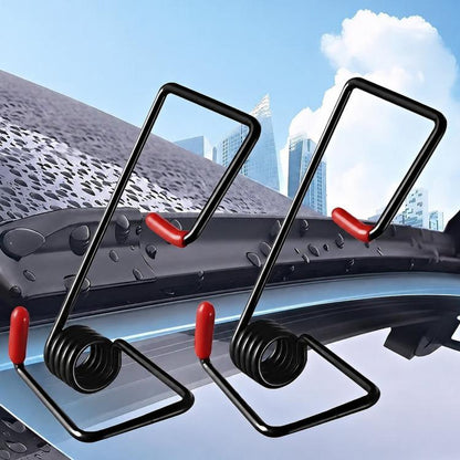 Metal windshield wiper booster springs with red end caps, two-piece U-frame set
