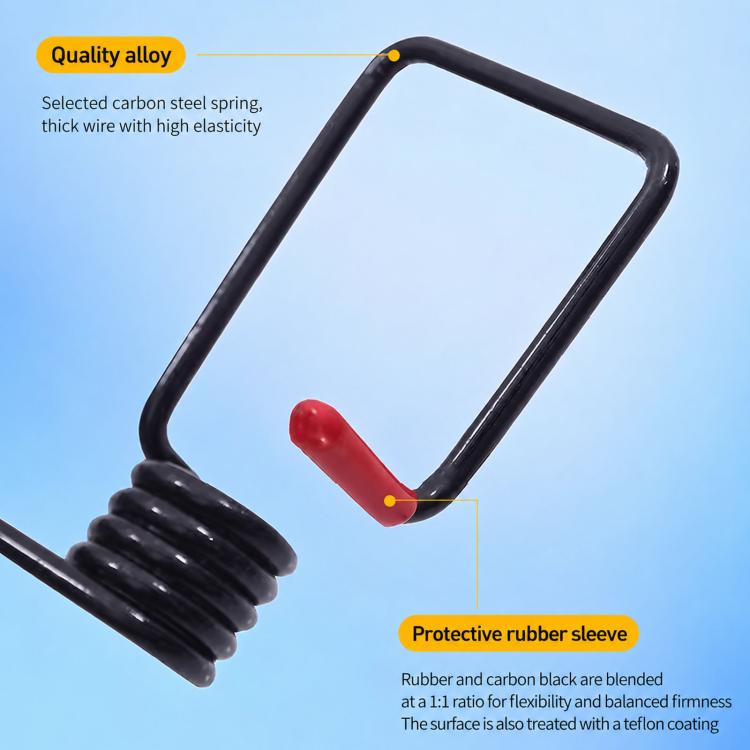 Metal wiper booster spring with black rubber sleeve and red insert, close-up