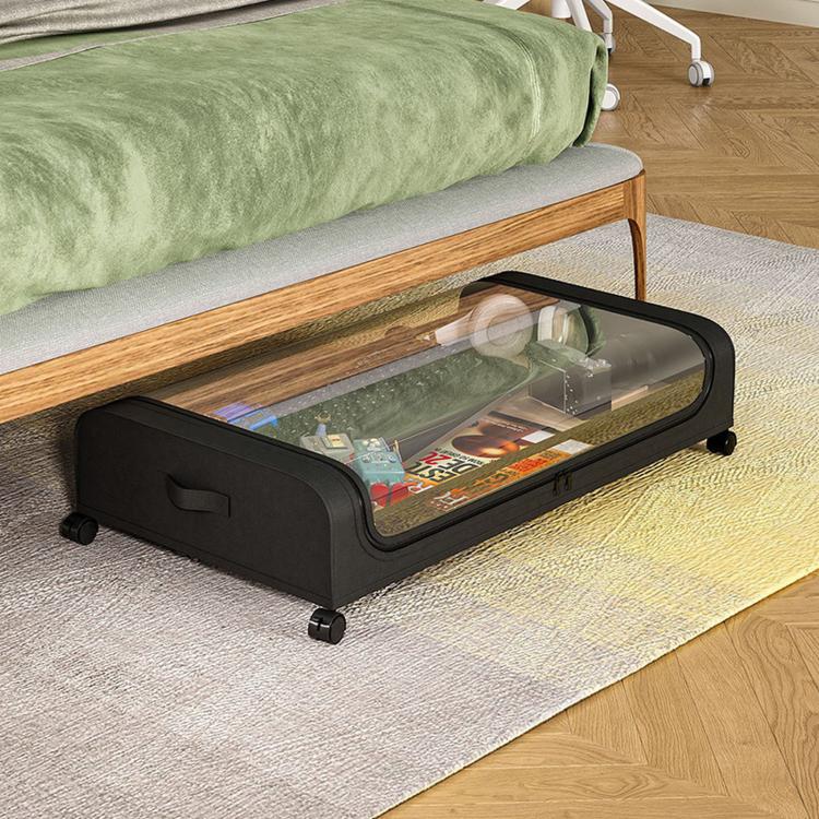 Underbed Storage Containers With Wheels Rolling Under Bed Organizer With Clear Lid