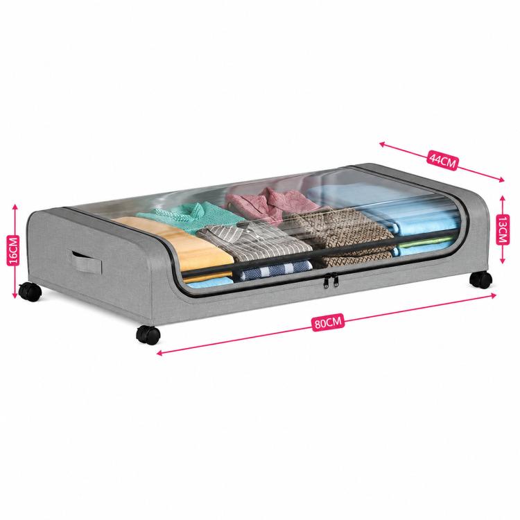 Underbed Storage Containers With Wheels Rolling Under Bed Organizer With Clear Lid