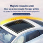 Car sunroof magnetic mesh screen covering glass roof opening