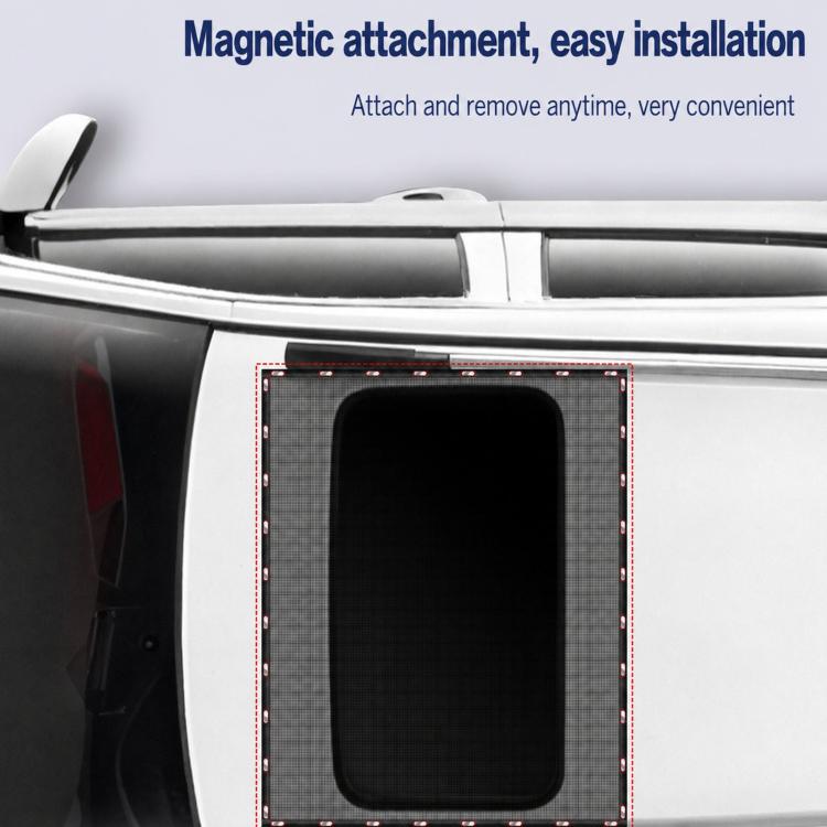 Magnetic sunroof mesh shade shown positioned on roof opening