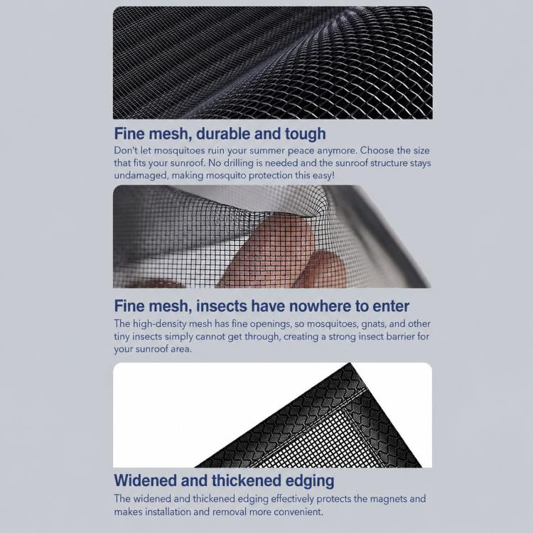 Fine black mesh fabric with reinforced thicker edge for sunroof screen
