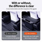 Rear seat storage box shown in two installed angles, dark gray base