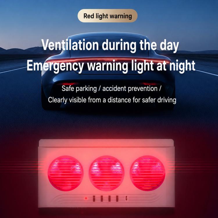Car ventilation exhaust fan with red strobe warning light module