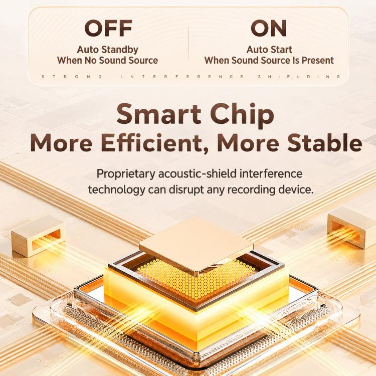 Ultrasonic tissue box audio blocker smart chip diagram with OFF/ON auto standby