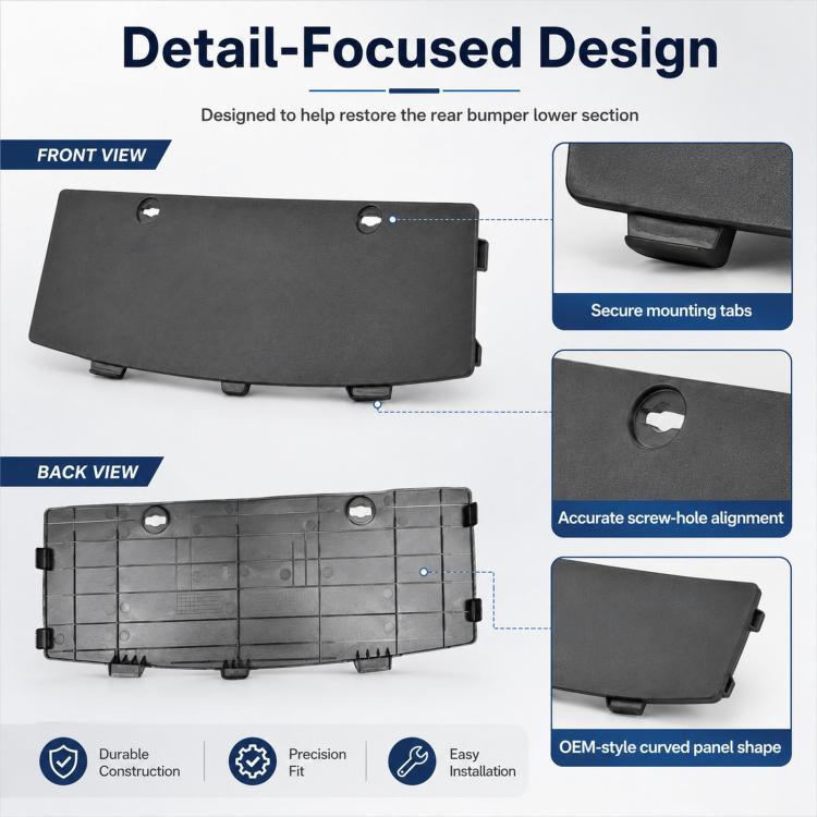 Rear bumper lower cover panel with curved OEM-style design and mounting hole alignment