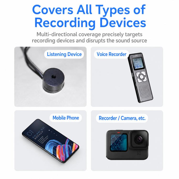 Covert Tissue Box Audio Protection Device, 360 Degrees Ultrasonic Voice Recorder Blocker, US Plug, BS-99
