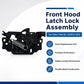 Black front hood latch lock assembly with coiled spring and bracket