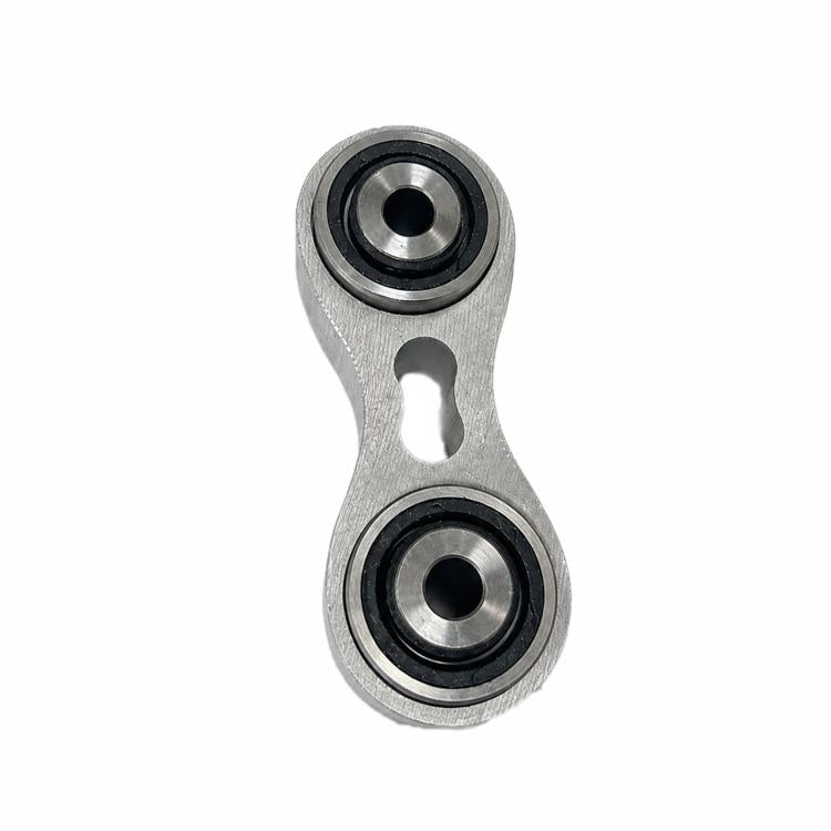 Rear suspension control arm with two metal bearings, silver finish
