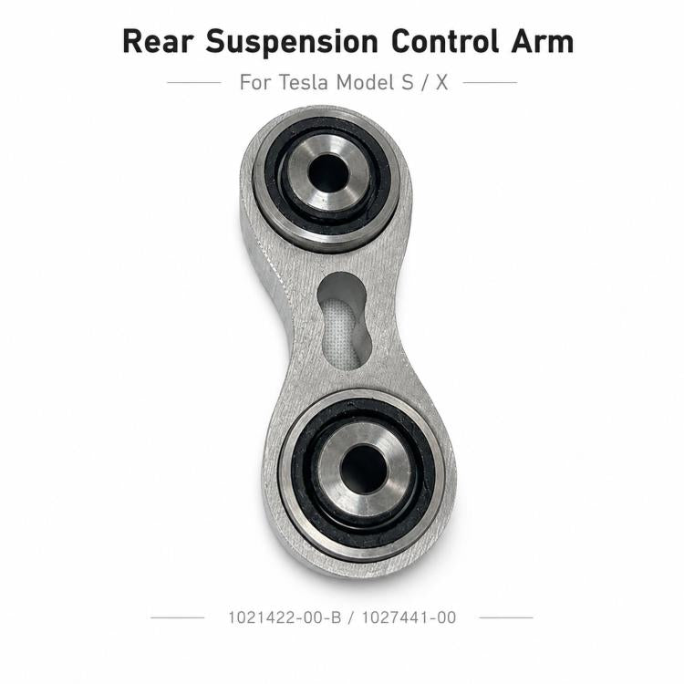 Rear suspension control arm in silver metal with two sealed bearing ends
