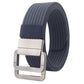 Nylon belt with automatic alloy buckle, dark navy woven strap and silver buckle