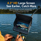 Waterproof fish finder screen with underwater probe and hand-held control