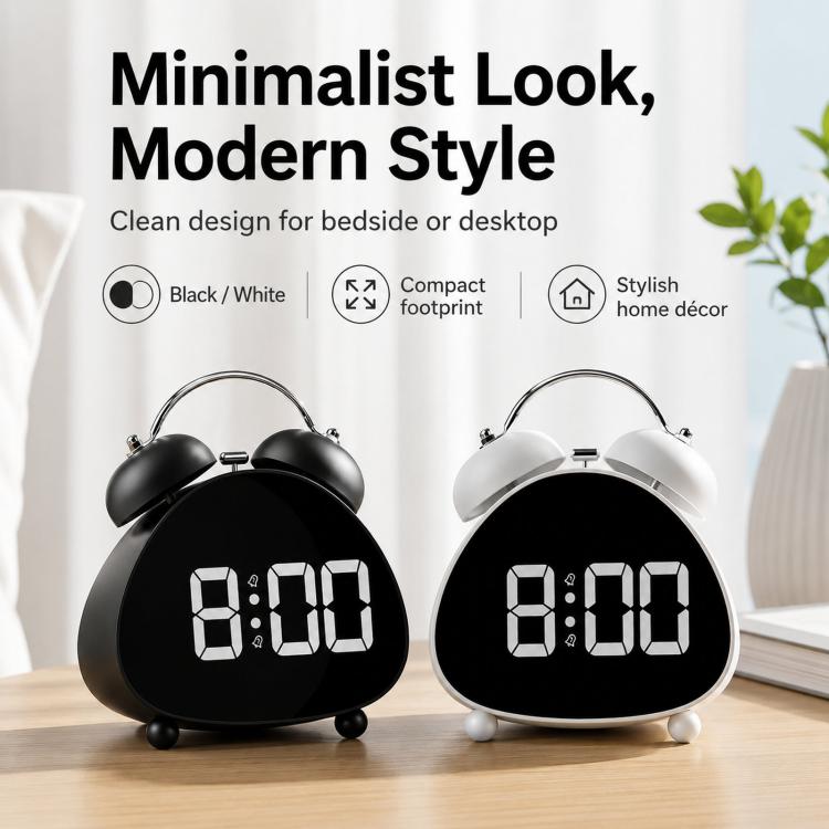 Retro Twin Bell Digital Alarm Clock Super Loud Mechanical Bell-Ringing LED Desk Clock With Backlight