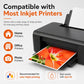 Glossy photo paper sheet feeding from an inkjet printer with flower print sample
