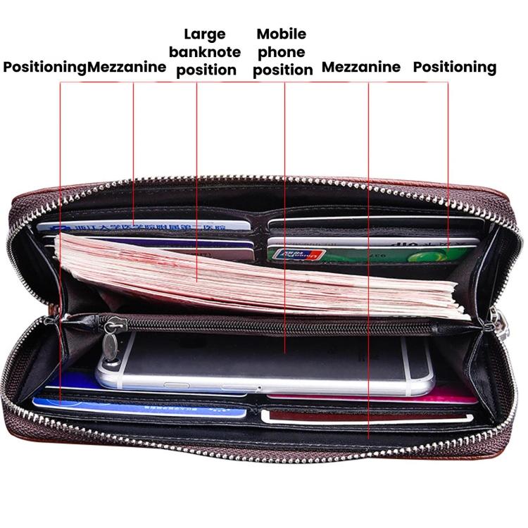 DEABOLAR Portable Long Men Wallet Casual Zipper Billfold & Hand Pouch