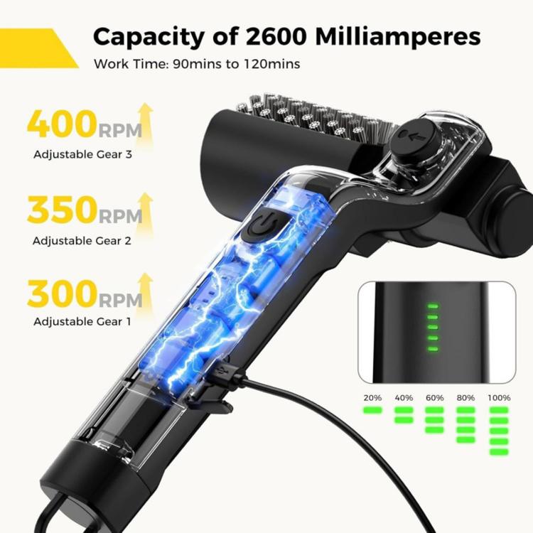 LZ-8057 Electric Grill Cleaning Brush Cordless Variable Speed Rotating Multi-Purpose Cleaner Brush, LZ-8057